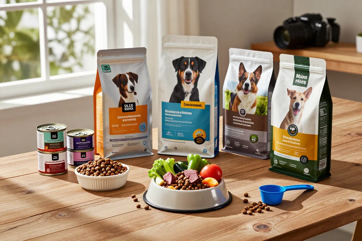 Utvalg av superpremium hundemat og kornfri hundemat for hund med kronisk diaré.