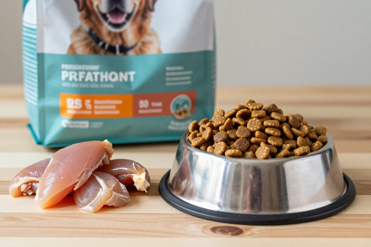 Hundemat og naturlige ingredienser for bulldoggraser med spesielle ernæringsbehov.