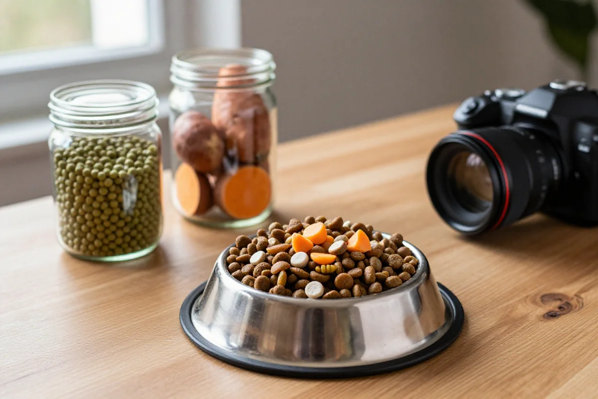 Hundeernæring med hypoallergen mat og eliminasjonsdiett ingredienser.