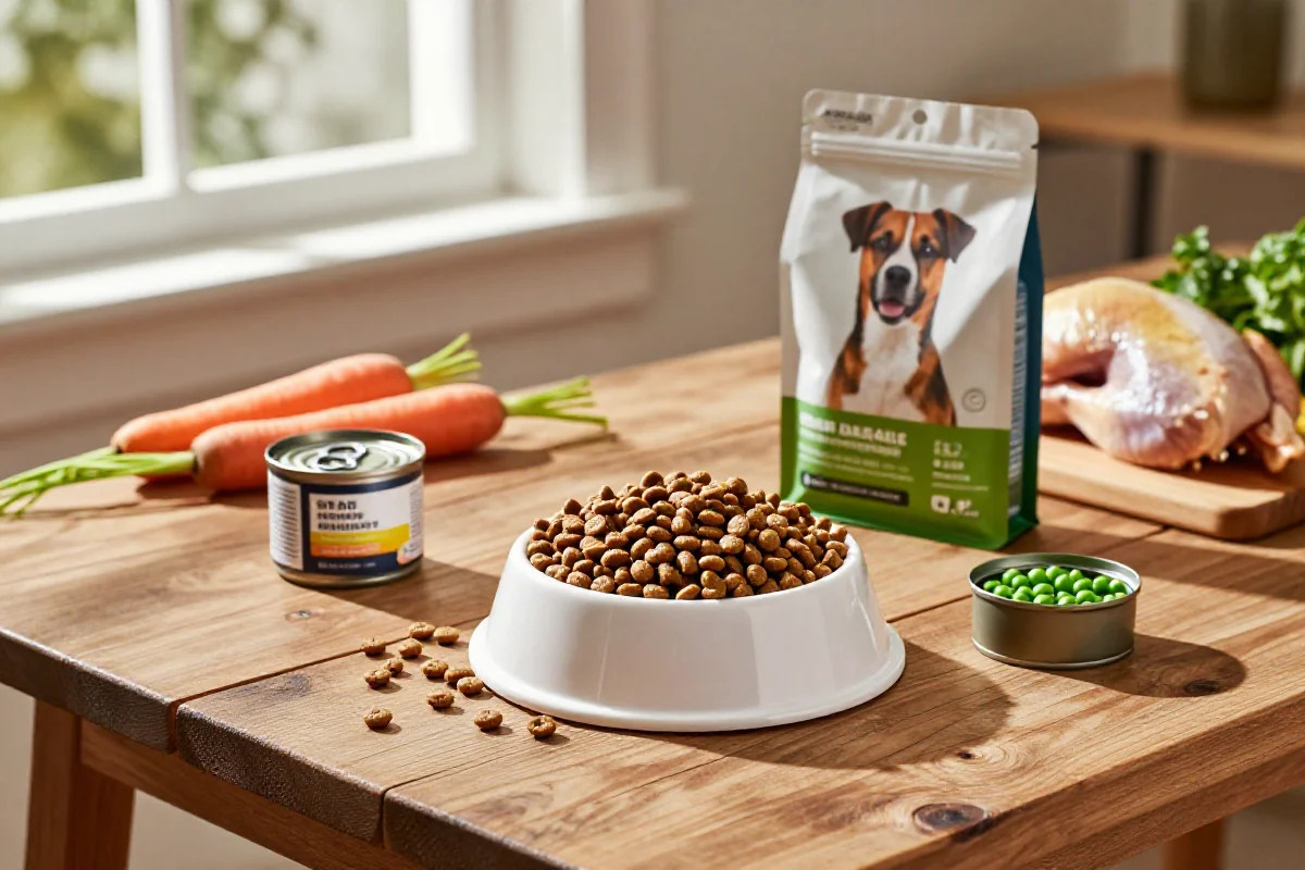 Hundeernæring for medium raser med kibble, våtfôr og friske ingredienser