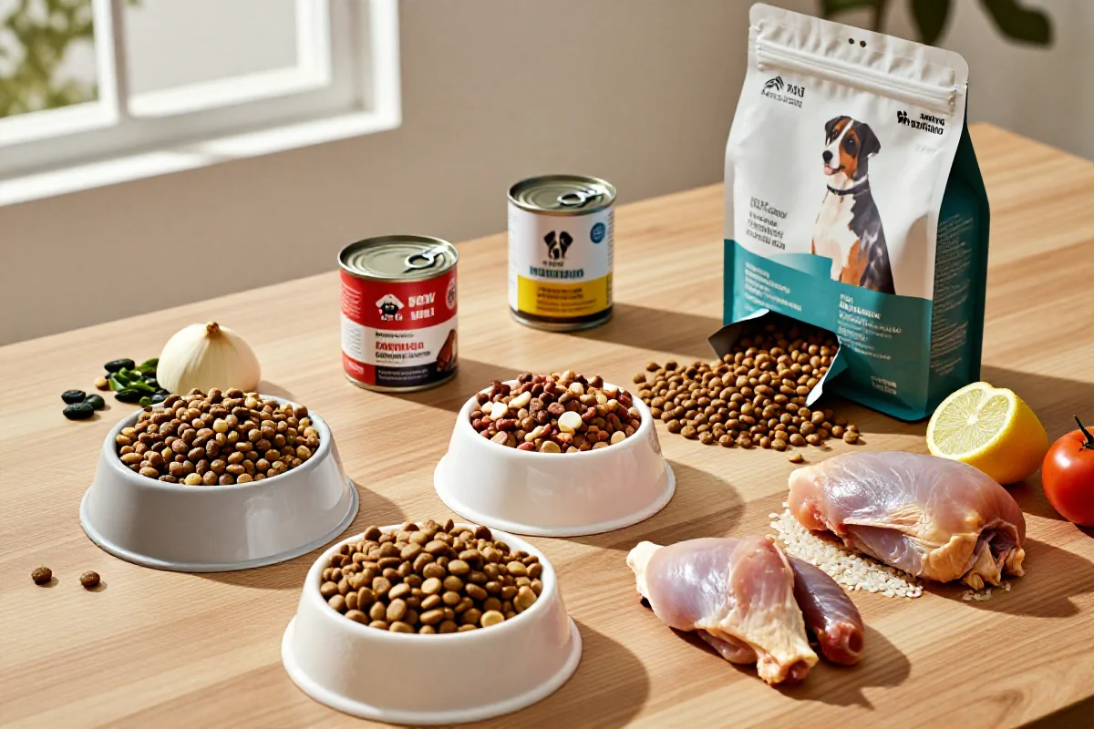 Variert hundemat på budsjett med kibble, våtmat og friske ingredienser.
