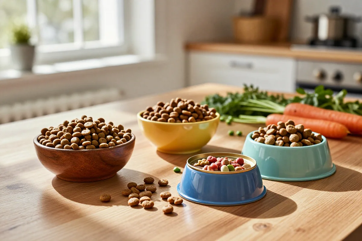 Variert hundemat i skåler med ferske ingredienser, viser hunden din sin kresenhet.
