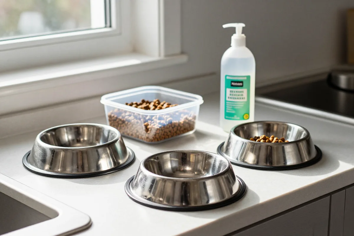 Fôringsutstyr til hund med fokus på rengjøring og hygiene
