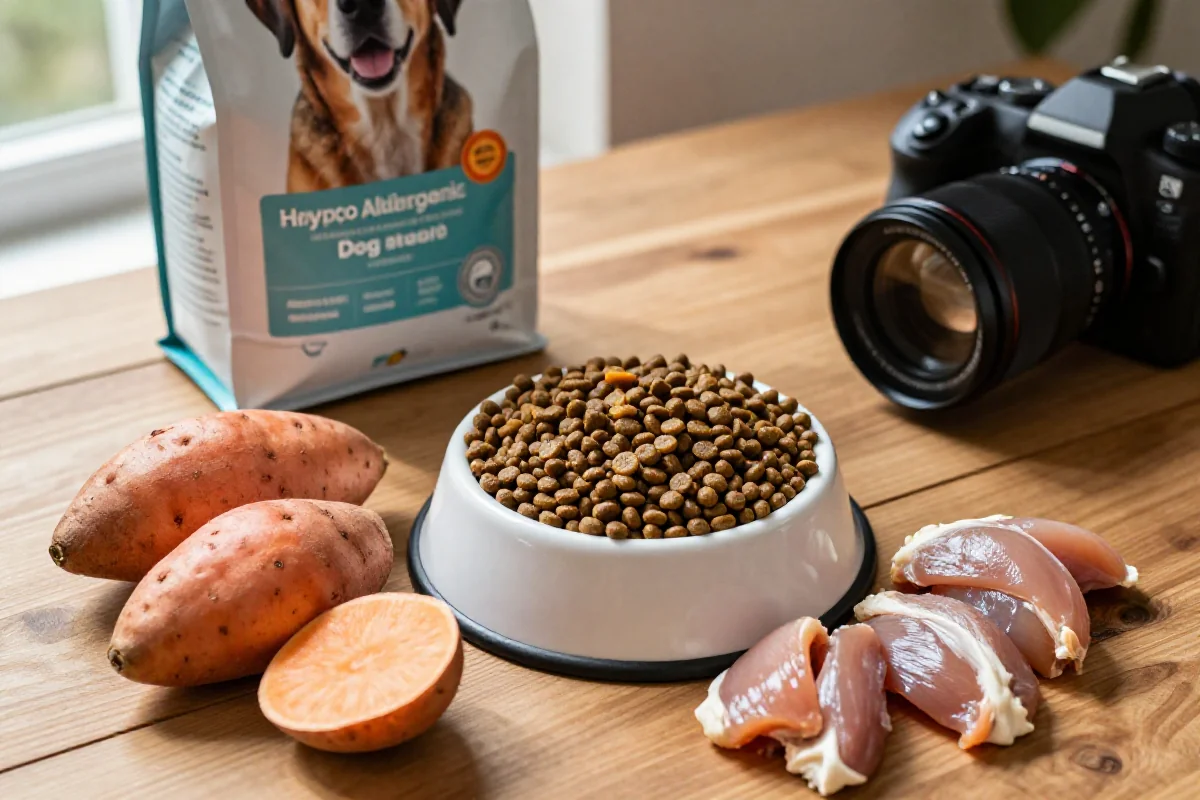 Hundeernæring med hypoallergen hundefôr og friske ingredienser.
