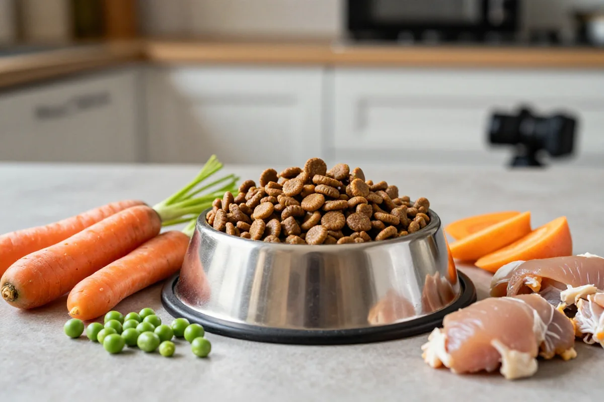 Moderne hundefôringsstasjon med næringsrik hundemat og ferske ingredienser.
