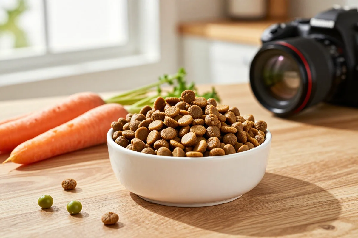 Bolle med hundemat laget av kaninprotein og friske ingredienser.