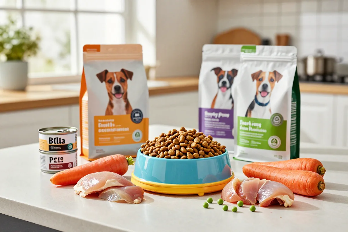 Variert hundemat for toy-raser med kibble og ferske ingredienser.