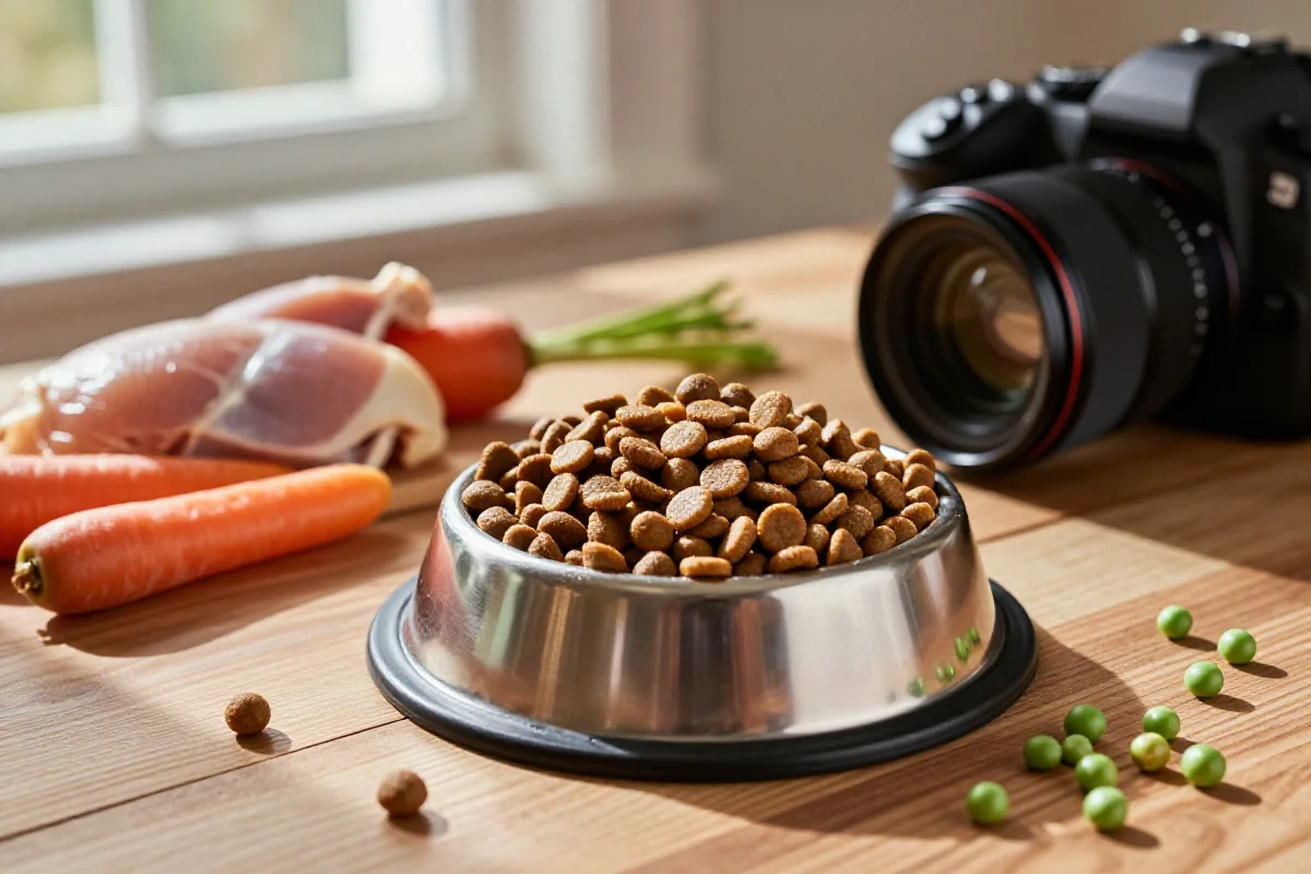 Hundemat og ferske ingredienser for optimal ernæring til hunder.