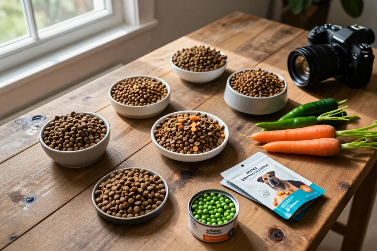 Boller med hundemat og friske ingredienser for hunden