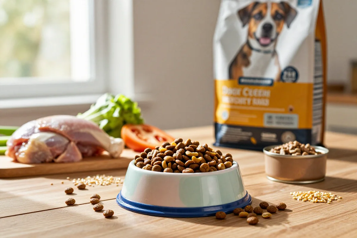 Variert hundefôr for diegivende tisper med kibble og våtfôr