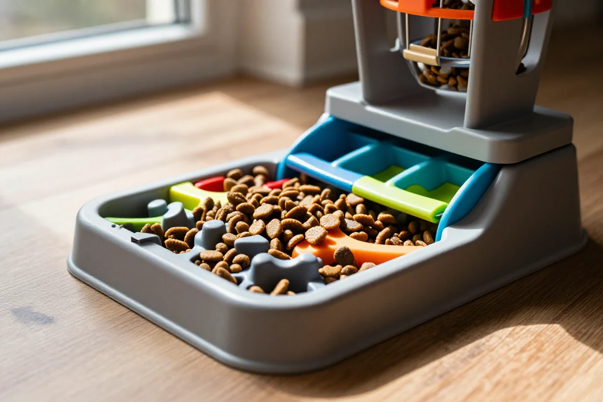 Bilde av en slow feeder og en puzzle feeder med hundefôr
