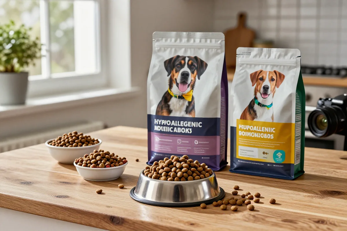 Spesialisert hundemat for medium raser med kibble og fôrposer
