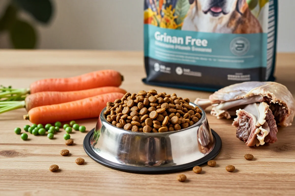 Variert hundemat med ingredienser som lam, kalkun og vegetabilske allergener.